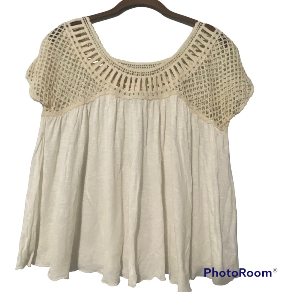 American Eagle Outfitters Crochet Boho Top Cream Size Small